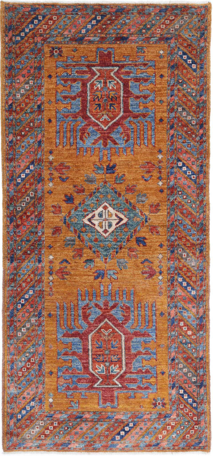 Hand Knotted Nomadic Caucasian Humna Wool Rug 2' 7" x 5' 10" - No. AT57672