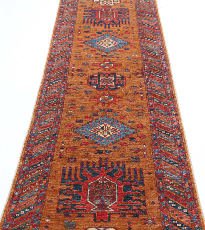 Hand Knotted Nomadic Caucasian Humna Wool Rug 2' 8" x 9' 6" - No. AT91568