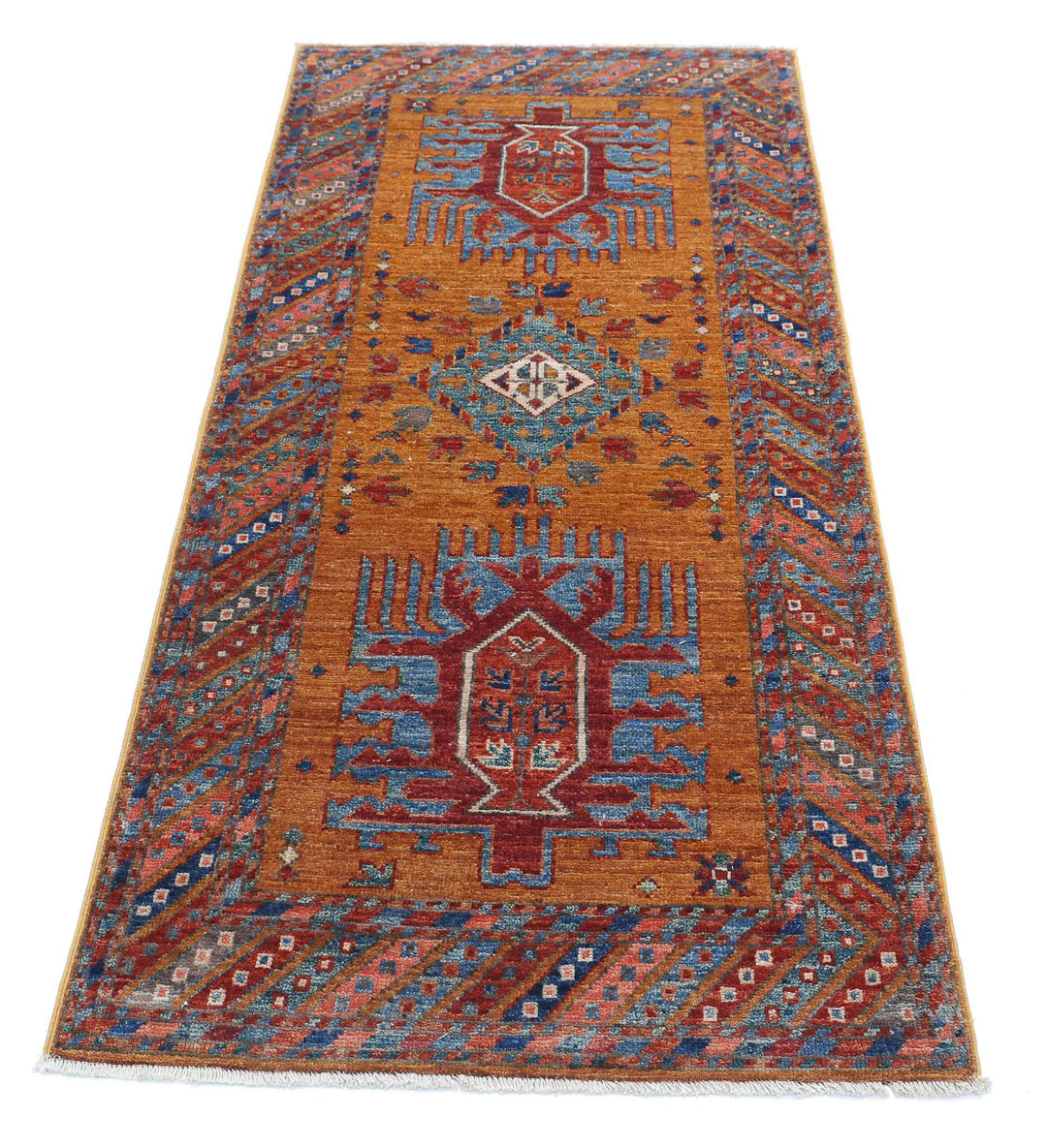 Hand Knotted Nomadic Caucasian Humna Wool Rug 2' 8" x 5' 9" - No. AT75719