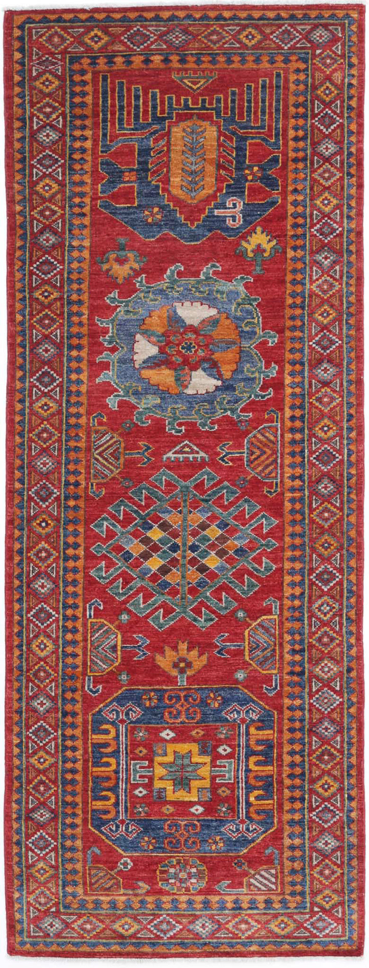 Hand Knotted Nomadic Caucasian Humna Wool Rug 2' 8" x 7' 10" - No. AT33659