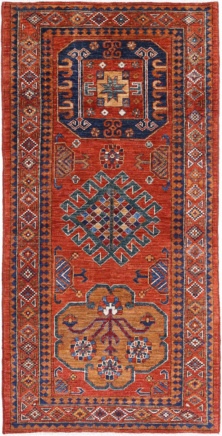 Hand Knotted Nomadic Caucasian Humna Wool Rug 2' 8" x 5' 9" - No. AT50527