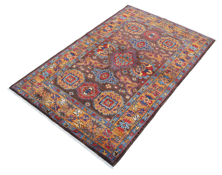 Hand Knotted Nomadic Caucasian Humna Wool Rug 2' 11" x 4' 9" - No. AT61624