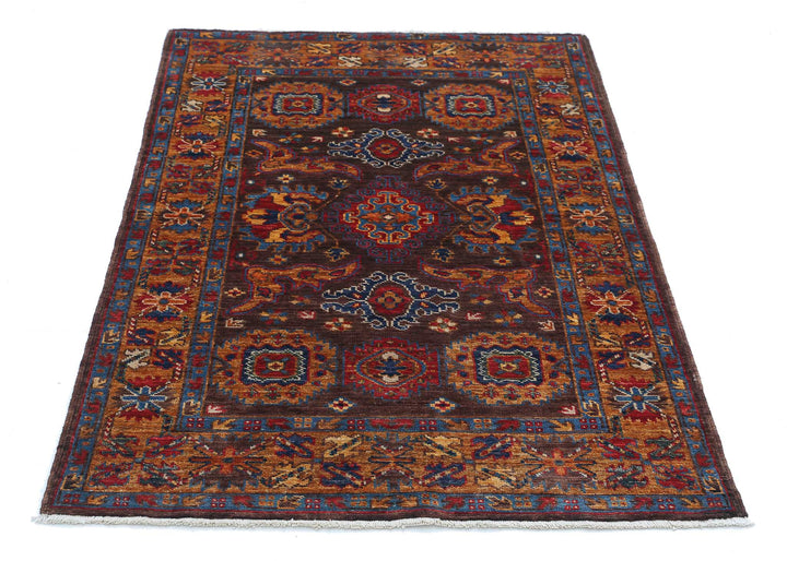 Hand Knotted Nomadic Caucasian Humna Wool Rug 2' 11" x 4' 9" - No. AT61624