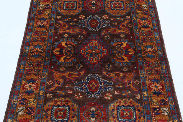Hand Knotted Nomadic Caucasian Humna Wool Rug 2' 11" x 4' 9" - No. AT61624