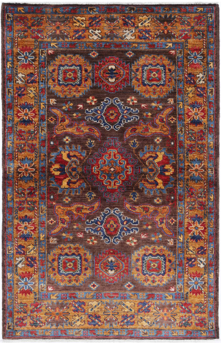 Hand Knotted Nomadic Caucasian Humna Wool Rug 2' 11" x 4' 9" - No. AT61624