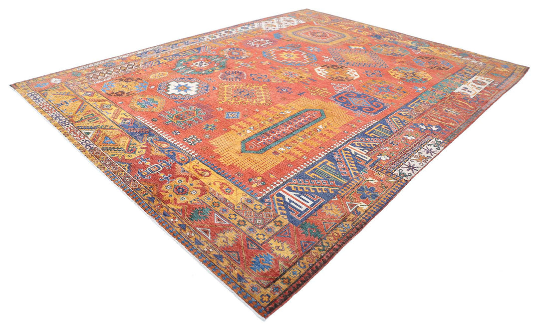 Hand Knotted Nomadic Caucasian Humna Wool Rug 10' 7" x 13' 11" - No. AT95676