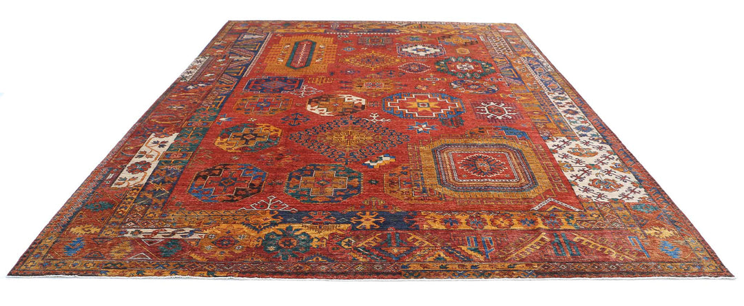 Hand Knotted Nomadic Caucasian Humna Wool Rug 10' 7" x 13' 11" - No. AT95676