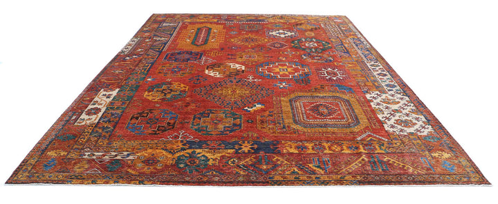 Hand Knotted Nomadic Caucasian Humna Wool Rug 10' 7" x 13' 11" - No. AT95676