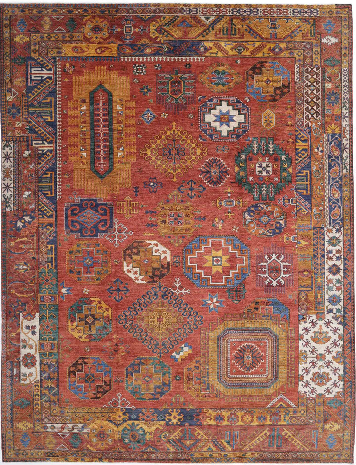 Hand Knotted Nomadic Caucasian Humna Wool Rug 10' 7" x 13' 11" - No. AT95676