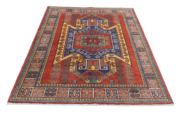 Hand Knotted Nomadic Caucasian Humna Wool Rug 4' 10" x 6' 7" - No. AT82076