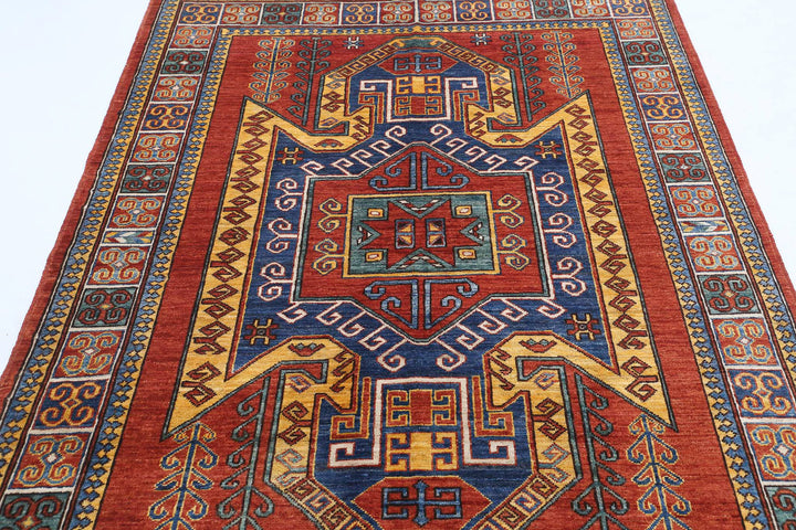 Hand Knotted Nomadic Caucasian Humna Wool Rug 4' 10" x 6' 7" - No. AT82076