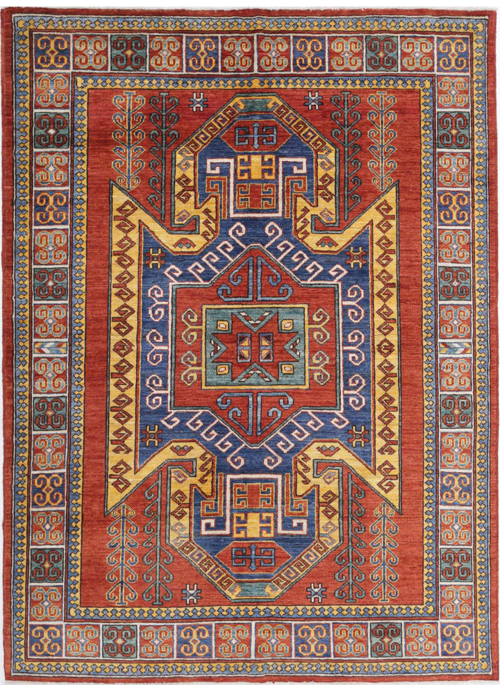 Hand Knotted Nomadic Caucasian Humna Wool Rug 4' 10" x 6' 7" - No. AT82076