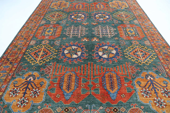 Hand Knotted Nomadic Caucasian Humna Wool Rug 9' 2" x 12' 4" - No. AT74486