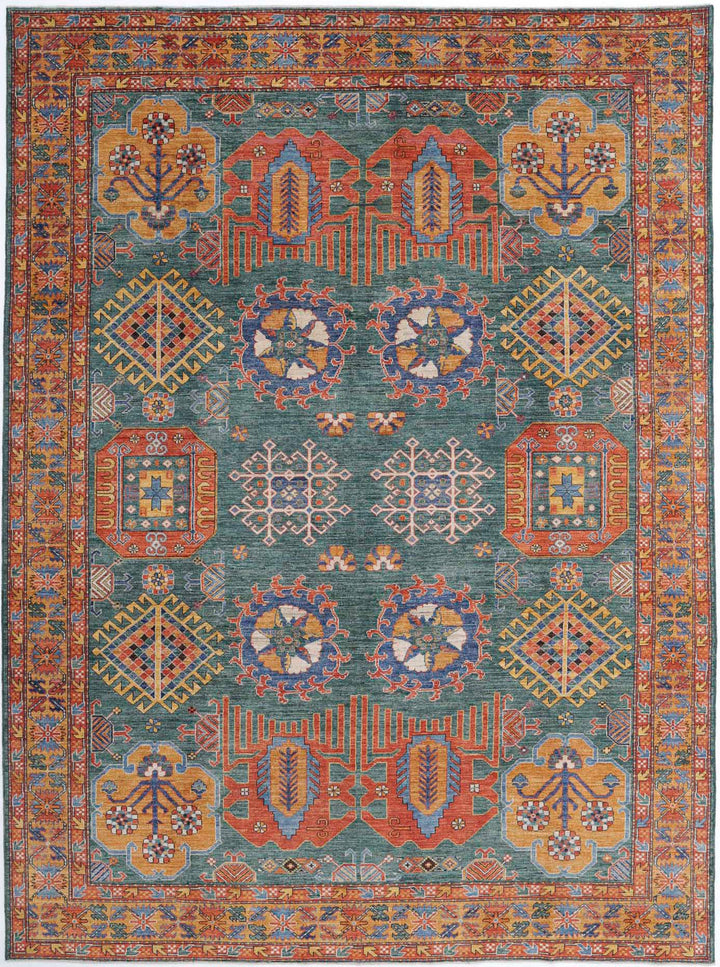 Hand Knotted Nomadic Caucasian Humna Wool Rug 9' 2" x 12' 4" - No. AT74486