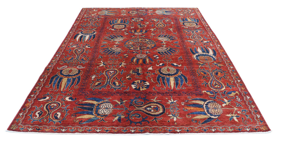 Hand Knotted Nomadic Caucasian Humna Wool Rug 7' 0" x 9' 5" - No. AT43268