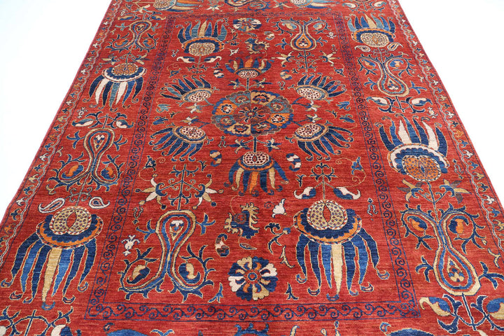 Hand Knotted Nomadic Caucasian Humna Wool Rug 7' 0" x 9' 5" - No. AT43268