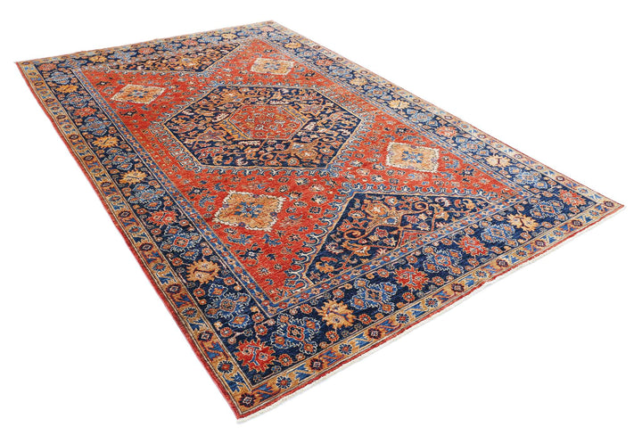 Hand Knotted Nomadic Caucasian Humna Wool Rug 6' 8" x 9' 10" - No. AT59949