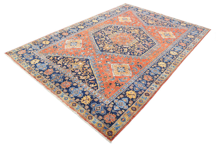 Hand Knotted Nomadic Caucasian Humna Wool Rug 6' 8" x 9' 10" - No. AT59949