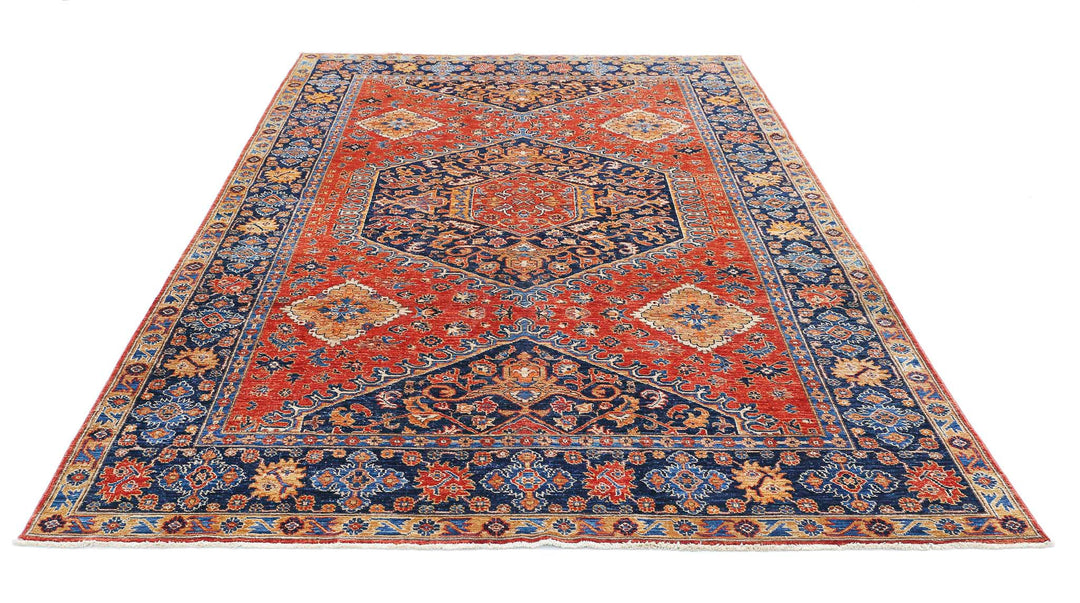 Hand Knotted Nomadic Caucasian Humna Wool Rug 6' 8" x 9' 10" - No. AT59949