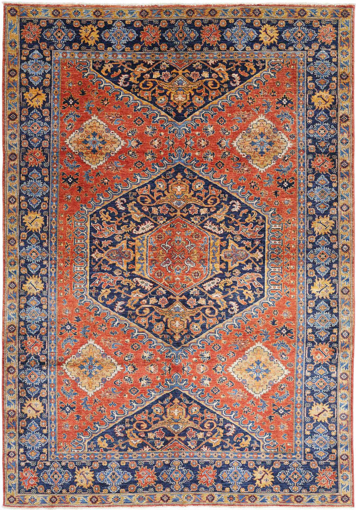 Hand Knotted Nomadic Caucasian Humna Wool Rug 6' 8" x 9' 10" - No. AT59949