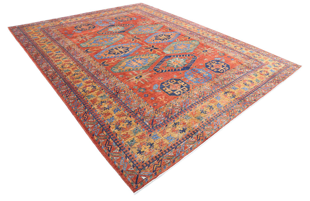 Hand Knotted Nomadic Caucasian Humna Wool Rug 9' 5" x 11' 8" - No. AT74439