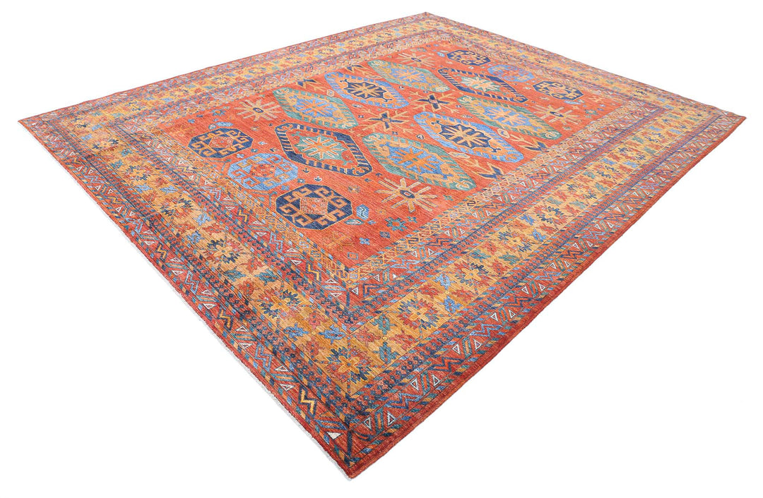 Hand Knotted Nomadic Caucasian Humna Wool Rug 9' 5" x 11' 8" - No. AT74439