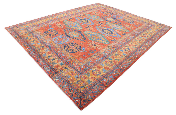 Hand Knotted Nomadic Caucasian Humna Wool Rug 9' 5" x 11' 8" - No. AT74439