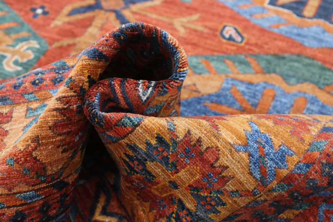 Hand Knotted Nomadic Caucasian Humna Wool Rug 9' 5" x 11' 8" - No. AT74439