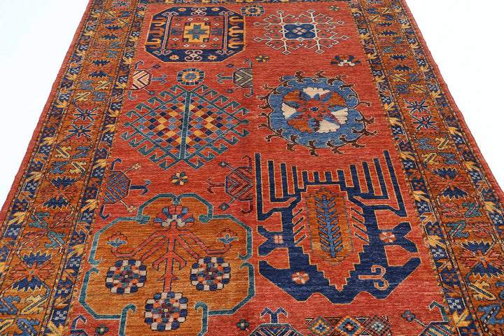Hand Knotted Nomadic Caucasian Humna Wool Rug 5' 10" x 8' 3" - No. AT87402