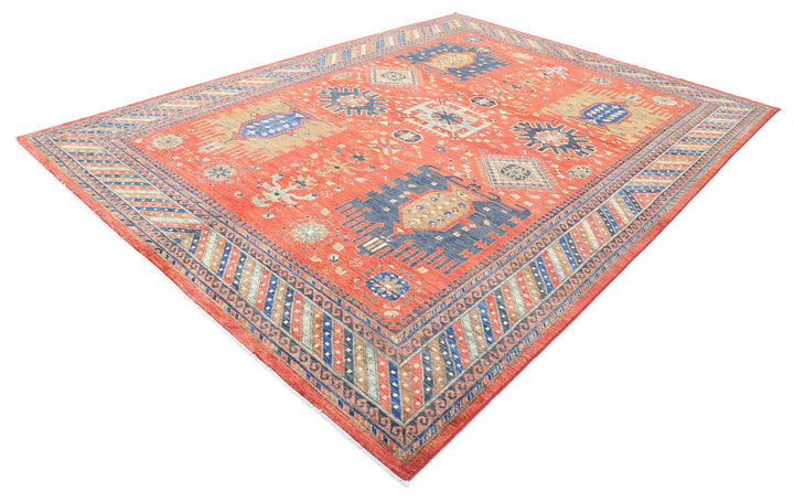 Hand Knotted Nomadic Caucasian Humna Wool Rug 8' 11" x 12' 2" - No. AT47946