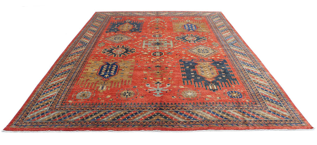Hand Knotted Nomadic Caucasian Humna Wool Rug 8' 11" x 12' 2" - No. AT47946