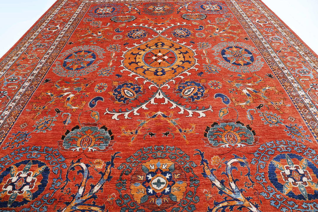 Hand Knotted Nomadic Caucasian Humna Wool Rug 12' 7" x 17' 1" - No. AT36529