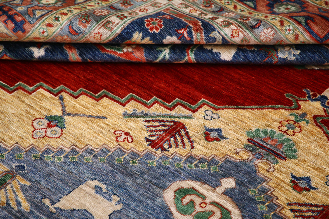 Hand Knotted Nomadic Caucasian Humna Wool Rug 9' 0" x 11' 8" - No. AT80845