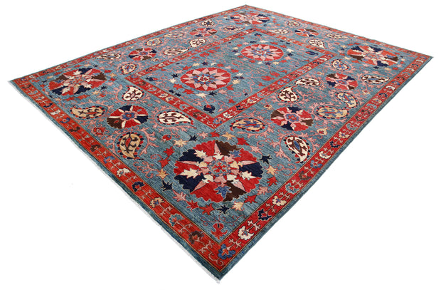 Hand Knotted Nomadic Caucasian Humna Wool Rug 9' 2" x 11' 5" - No. AT20309