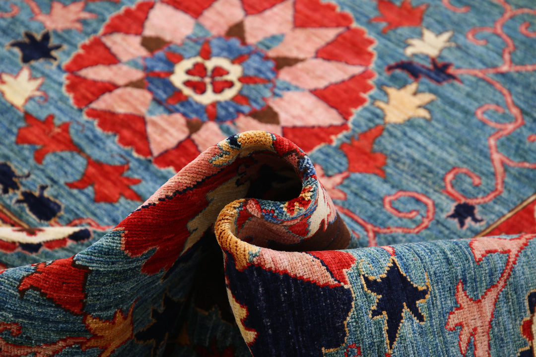 Hand Knotted Nomadic Caucasian Humna Wool Rug 9' 2" x 11' 5" - No. AT20309