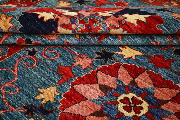 Hand Knotted Nomadic Caucasian Humna Wool Rug 9' 2" x 11' 5" - No. AT20309