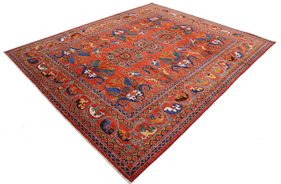Hand Knotted Nomadic Caucasian Humna Wool Rug 8' 4" x 9' 11" - No. AT43742