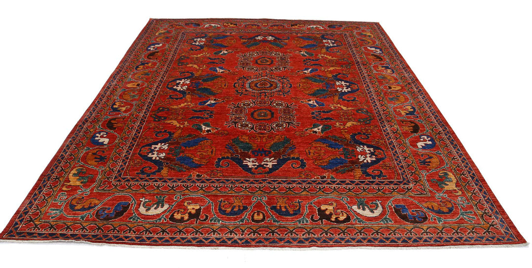 Hand Knotted Nomadic Caucasian Humna Wool Rug 8' 4" x 9' 11" - No. AT43742