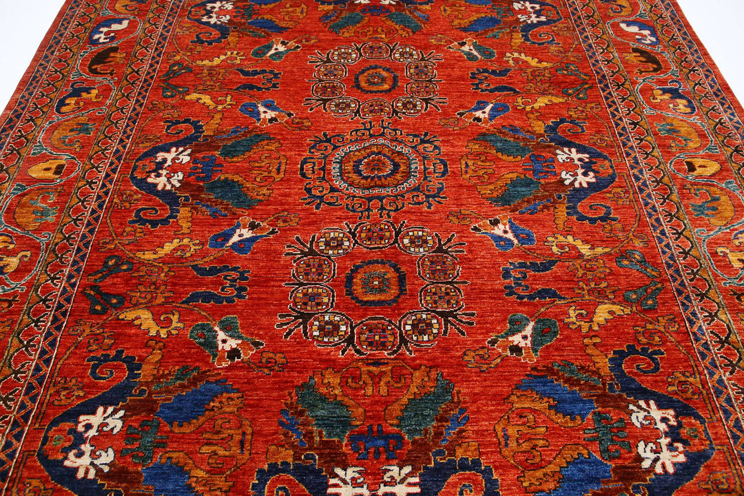 Hand Knotted Nomadic Caucasian Humna Wool Rug 8' 4" x 9' 11" - No. AT43742