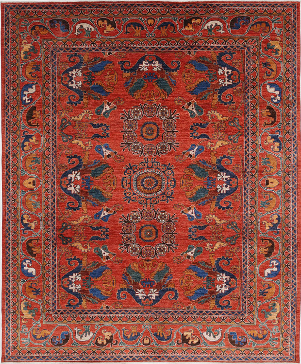 Hand Knotted Nomadic Caucasian Humna Wool Rug 8' 4" x 9' 11" - No. AT43742