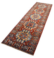 Hand Knotted Nomadic Caucasian Humna Wool Rug 2' 11" x 9' 10" - No. AT84991
