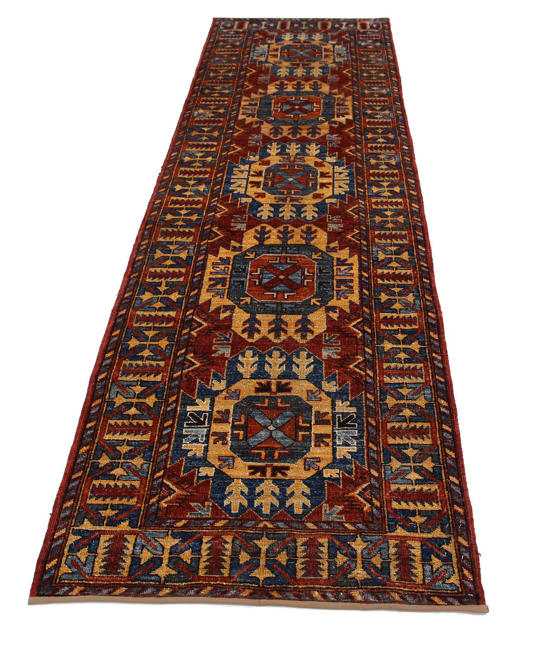 Hand Knotted Nomadic Caucasian Humna Wool Rug 2' 11" x 9' 10" - No. AT84991