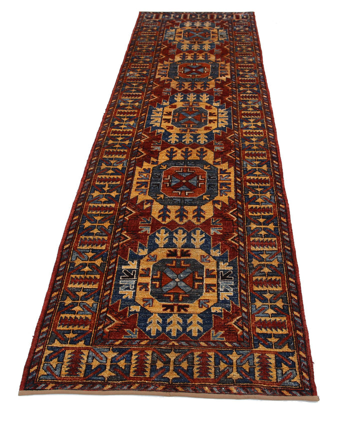 Hand Knotted Nomadic Caucasian Humna Wool Rug 2' 11" x 9' 10" - No. AT84991
