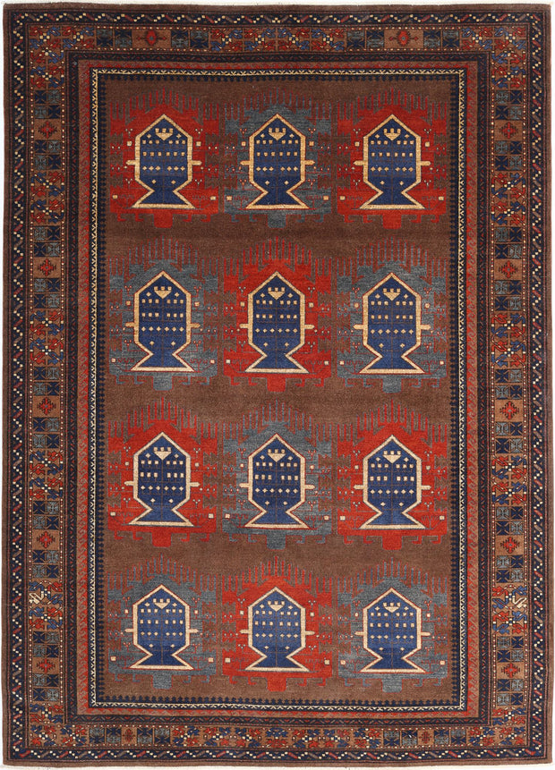 Hand Knotted Nomadic Caucasian Humna Wool Rug 7' 3" x 10' 3" - No. AT14476