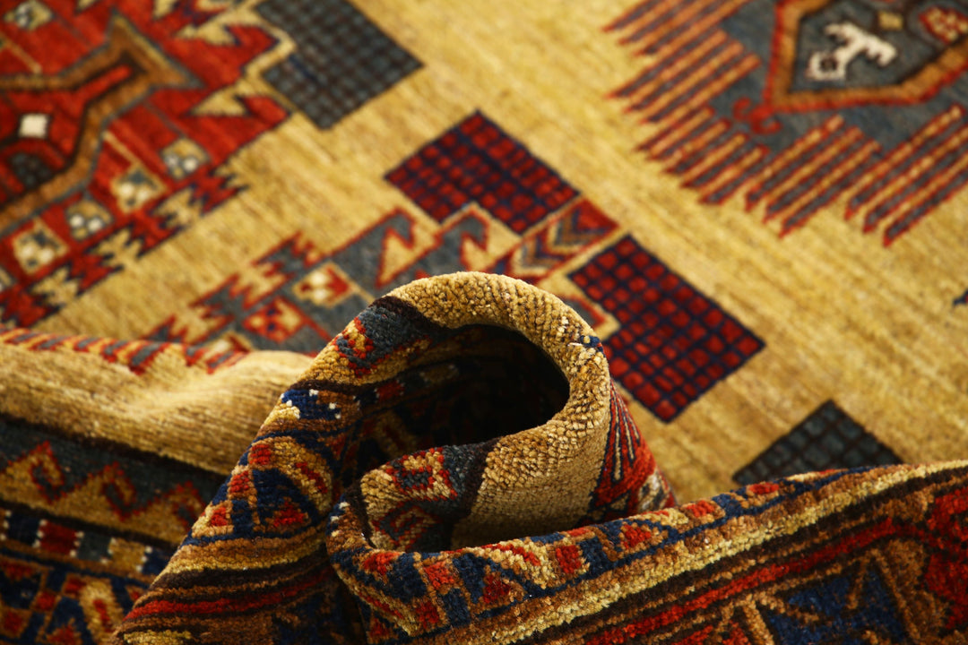 Hand Knotted Nomadic Caucasian Humna Wool Rug 6' 2" x 9' 6" - No. AT21551