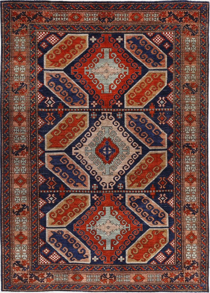 Hand Knotted Nomadic Caucasian Humna Wool Rug 6' 1" x 8' 5" - No. AT51442
