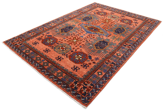 Hand Knotted Nomadic Caucasian Humna Wool Rug 6' 0" x 8' 9" - No. AT17008