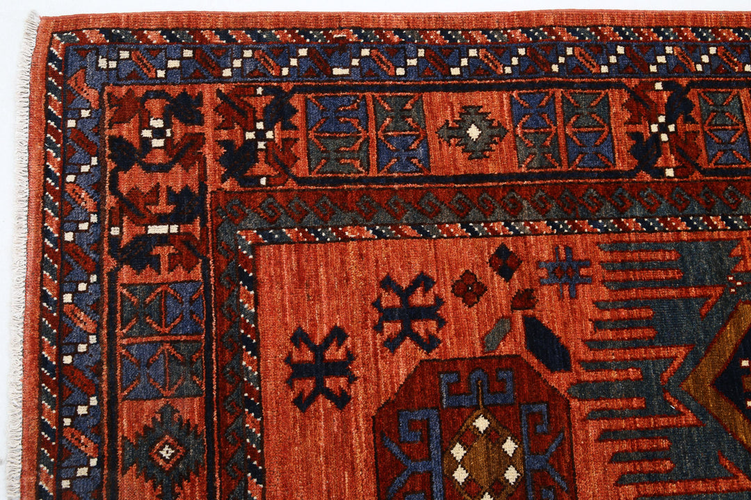 Hand Knotted Nomadic Caucasian Humna Wool Rug 6' 0" x 8' 9" - No. AT17008
