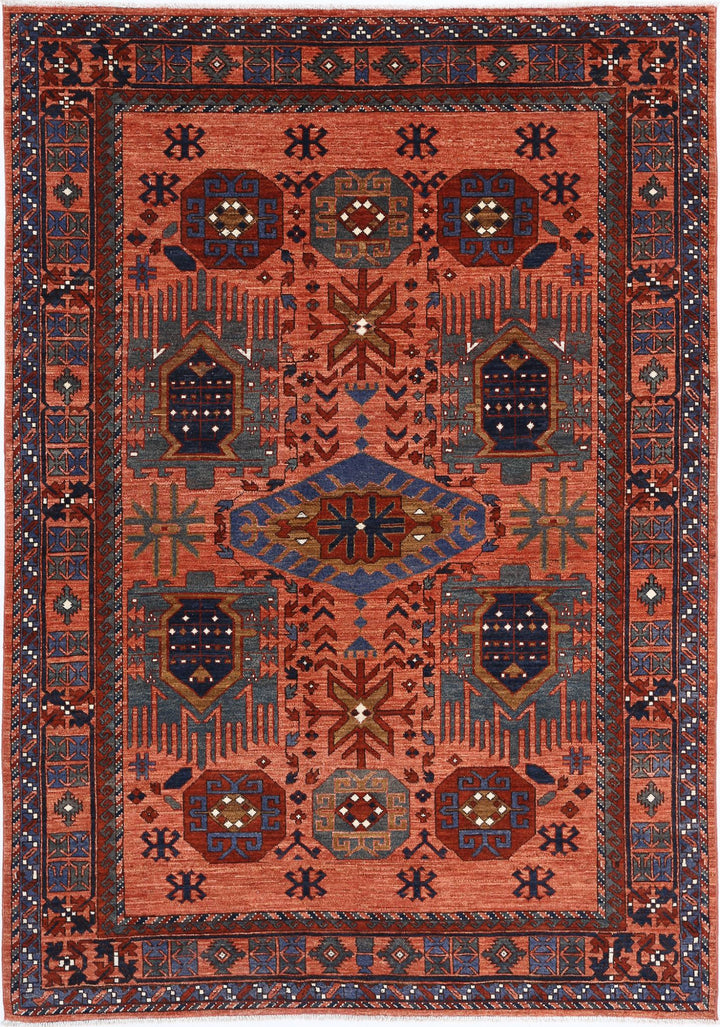 Hand Knotted Nomadic Caucasian Humna Wool Rug 6' 0" x 8' 9" - No. AT17008