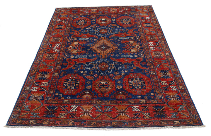 Hand Knotted Nomadic Caucasian Humna Wool Rug 4' 11" x 6' 9" - No. AT44552